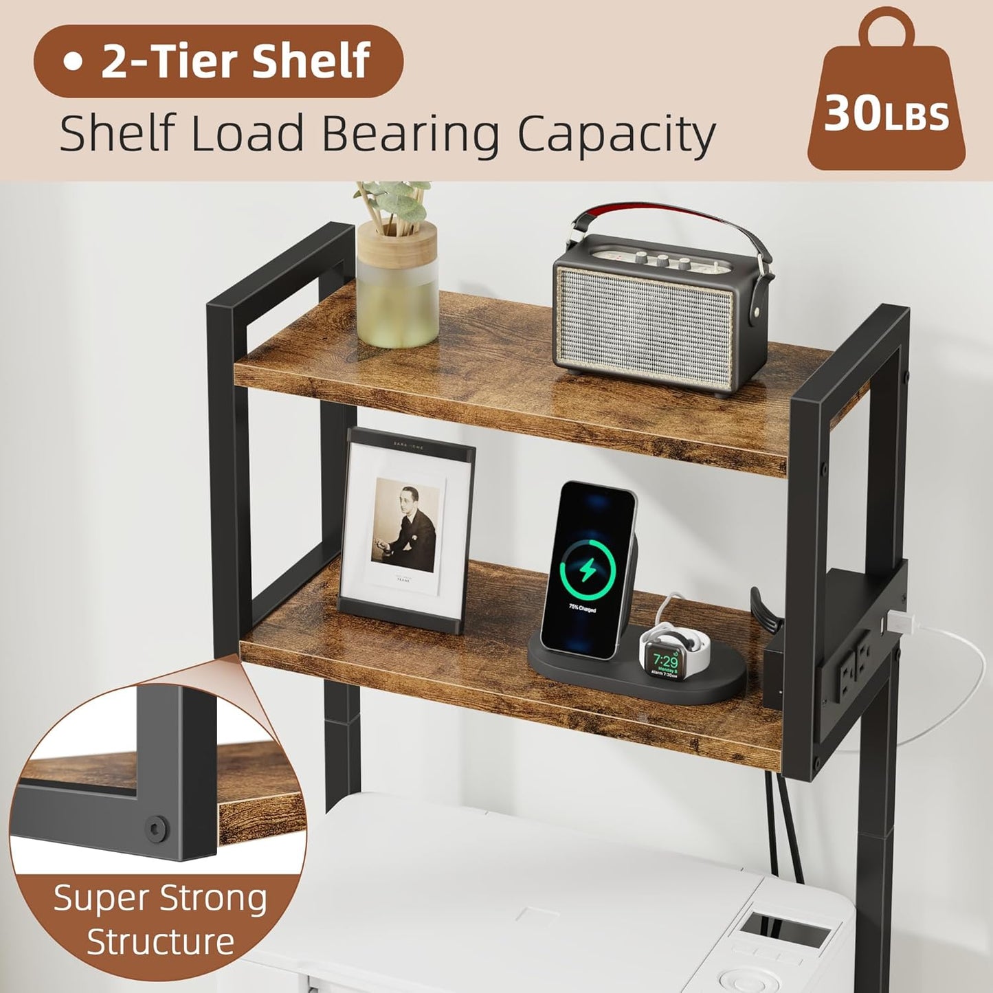 3 Drawer File Cabinet with Charging Station