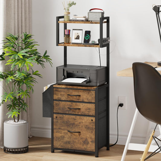 3 Drawer File Cabinet with Charging Station